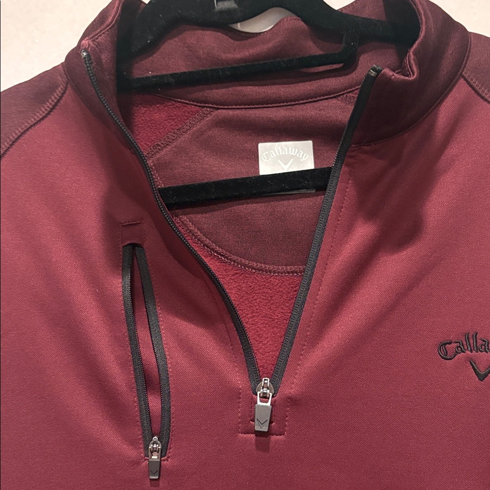 Callaway - Men's Quarter golf Zip Fleece Pullover. Size Large. Red Burgundy NWOT - Picture 4 of 14